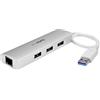 StarTech.com Hub USB a 3 porte con Ethernet, porte USB-A, Gigabit Ethernet/GbE, USB 5Gbps, hub USB 3.0 portatile per notebook