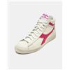 Diadora Sneakers Unisex Game L High Waxed C8899 in Pelle, Bianco Raspberry