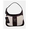 19V69 Italia by Versace Borsa a Spalla Donna Modello Talia Hobo Bicolore, Bianco