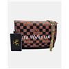 19V69 Italia by Versace 19V69 Italia Borsa a Tracolla Donna Modello Leandra Nero Grigio o Nero Marrone con Logo All Over, Marrone