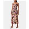 Pinko abito donna midi Donna art. abbronzato Floreale Nero Fucsia- Multi Beige elegante, Floreale Fucsia/Nero