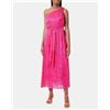 Pinko abito Donna modello Agave 1 Zebrato Monospalla Rosa Satin Devore Vestito Elegante, Rosa
