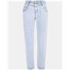 Yes Zee jeans Donna art. P331 / P767 Boyfriend Vita Alta Denim Chiaro con Borchie, Light Blue