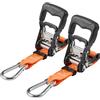 VEVOR Cinghie di Fissaggio Resistenti da 38,1 mm x 1,8 m con Moschettoni, Resistenza alla Rottura di 1100 kg, Borsa per il Trasporto, per Traslochi, Rimorchi, Motociclette, Kayak, Confezione da 2