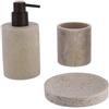 Tendance - Set di Dispenser per Sapone e portasapone in poliresina Effetto travertino - Naturale - Bagno - Accessorio da Bagno Indipendente