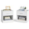 VASAGLE Comodini, Set di 2 Tavolini con Cassetto, Maniglia, Scomparto Aperto, per Camera da Letto, Soggiorno, Bianco Classico LET819T14