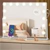 SONGMICS Specchio da Trucco con Luci, Controllo Touch, 15 LED Dimmerabili, Porte di Ricarica, Specchio Staccabile Ingranditore 10X, 3 Temperature Colore, Supporto Telefono, San Valentino LWM001W02