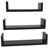 SONGMICS Muro, Set da 3, Parete, 30/35/40 cm, Mensole Decorative, Portata di 10 kg, per Soggiorno Studio Bagno Cucina, Nero Lucido LWS40BK, Legno ingegnerizzato, 10 x 30/35/40 x 7/8/9 cm (P x L x A)