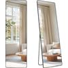 SONGMICS Specchio a Figura Intera, 160 x 50 cm, Specchio da Terra Rettangolare con Supporto, Cornice in Lega di Alluminio, Vetro Temperato, Camera da Letto Soggiorno, Nero Inchiostro LFM030B01