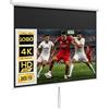 HOMCOM Telo Proiettore da 80 Pollici 4K HD Formato 16:9, Altezza Regolabile Manuale, Schermo Proiettore, Grandangolo di 160 Gradi, Telo Videoproiettore per Casa, Home, Cinema, Ufficio, Esterno, Bianco