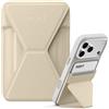 MOFT MagSafe Portafoglio Supporto per iPhone Serie 16/15/14/13 Compatibile con MagSafe, MOVAS Pelle Vegana Supporto Magnetico per Telefono con 3 Angoli di Visione, 2 Porta Carte (Beige Terra)