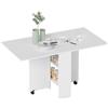Outsunny HOMCOM Tavolo Pieghevole in Legno Bianco Tavolo Richiudibile con Ruote per 6 Persone