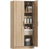 HOMCOM Credenza Cucina con Ante a Chiusura Ammortizzata, Dispensa Cucina con 2 Ripiani Regolabili, Mobile Dispensa per Soggiorno, Sala da Pranzo, Salotto, 75x40x165 cm, Color Legno