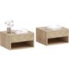 HOMCOM Set di 2 Comodini per Camera da Letto Sospesi Moderni, Coppia di Comodini con Cassetto e Vano Aperto, 37x32x21 cm, Legno Naturale
