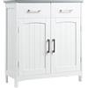 kleankin Mobiletto Bagno Salvaspazio, Mobile Bagno con 2 Ante, 2 Cassetti e Ripiano Regolabile in MDF, 68x33x76cm, Bianco