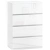 HOMCOM Cassettiera Moderna 4 Cassetti Antiribaltamento, Cassettiera in Legno Truciolato, 55x33x80 cm, Bianco Lucido