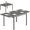 Outsunny Tavolo da Giardino Allungabile in Alluminio per 6-8 Persone 110-170 cm, Tavolo da Pranzo Estensibile Rettangolare con Piano a Doghe, Tavolo da Esterno per Patio Terrazzo Balcone, Grigio Scuro