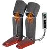 HOMCOM Massaggiatore Gambe a Compressione d'Aria, 2 Livelli Calore ai Piedi, per Polpacci e Cosce, 3 Modalità, 3 Intensità, Pressoterapia Casa, Linfodrenaggio e Circolazione, Regalo per Uomini e Donna