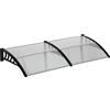 Outsunny Pensilina Tettoia da Esterno 200x96cm, Tettoia per Esterno Staffe in Policarbonato e Barre in Alluminio, per Balcone Finestre e Porte, Trasparente