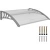 Outsunny Pensilina Tettoia da Esterno 100x75cm in Policarbonato per Balcone Porte e Finestre Resistente ai Raggi UV, Argento