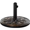 Outsunny Base per Ombrellone Rotonda in Plastica con Disegno Floreale, Basamento da 13kg con Supporto per Pali da 35-38-48mm, Bronzo