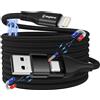 Magtame Magnetic Coiled Light_ning - Cavo 2 in 1, multi-ricarica, 1 m, USB A/C a Light_ning, ricarica rapida PD 30 W, cavo intrecciato certificato MFi, compatibile con Phone 14 Pro 13 12 11 XR XS