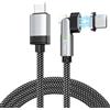 Magtame 100W cavo magnetico USB C angolo retto, 3.3ft cavo di ricarica magnetica ricarica veloce, 90 gradi USB C a USB C cavo di trasferimento dati intrecciato