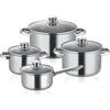 Berndes Set di 4 pentole New Roma, in acciaio inox, adatte a induzione, pentole con coperchio
