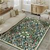 PureCozy Tappeto Salotto 160x230cm Floreale Pelo Corto Antiscivolo Morbido Retro Lavabile Tappeti per Cucina Corridoio Piedi Del Letto Camera Da Letto Salotto Verde Rug