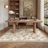 PureCozy Tappeto Lavabile Floreale a Quadri 120x170cm Moderno Tappeto Da Cucina Salotto Camera Da Letto Tappetino Antiscivolo Pelo Corto Morbido Beige Verde Carpet