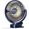 Ateroll Ventilatore Portatile da 10000mAh con Telecomando,Ventilatore Portatile USB Ricaricabile a 3 Velocità con Timer e Luci LED,Ventilatore da tavolo da 8" con Rotazione di 360° per Casa,Ufficio