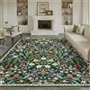 PureCozy Tappeto Salotto 240x300cm Floreale Pelo Corto Antiscivolo Morbido Retro Lavabile Tappeti per Cucina Corridoio Piedi Del Letto Camera Da Letto Salotto Verde Rug