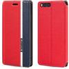 Shantime Custodia Flip in Pelle PU Bicolore con Chiusura Magnetica Invisibile Compatibile con Xiaomi Mi Note 3, Cover Elegante e Protettiva (Rosso)