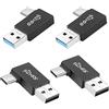 QIANRENON 90° Angolo USB3.1 Maschio a USB C Adattatore 10Gbps USB3.1 Spina a USB C Spina Retto Angolo Connettore QC60W/PD15W (solo A a C), per Wall Charger PC Laptop,4Pcs (2 Sinistra+2 Destra)