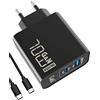 OBLITZON Caricatore USB C 70W, PD GaN Caricabatterie Rapido Tipo C Alimentatore 2 Porte con Cavo di Ricarica Rapida USB C 100W per MacBook Pro/Air, Dell XPS 15, Google, iPhone 14/13, iPad Pro, Samsung S22/S21