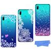 HopMore 3X Silicone Cover per Huawei P Smart 2019 / Honor 10 Lite Morbido Trasparente con Disegni Panda Belle Custodie Trasparenti Antiurto Case Slim Protettiva Caso Molle - Fiore Farfalla Rosa