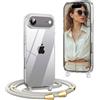 OLEPHY Trasparente Cover con Cordino per iPhone Air 6,5'', Custodia con Regolabile Collana, [Antiurto] [AntiGraffio] Case con Laccio Tracolla, Beige