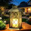 Yowin Lanterne da Esterno 35cm Grande Lanterna Solare da Giardino con Candele Tremolante, Vetro Temperato, Lampada Solari da Appendere Impermeabile Lampade da Tavolo per Giardino Balconi - Bronzo