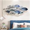 aweiyouxiang Decorazione da Parete con Pesce in Metallo dell'Oceano Costiero, Decorazione da Appendere con Pesce Dipinto a Mano, Grande Scultura da Parete con Pesce 3D da 50x 20, per Soggiorno Camera da Letto