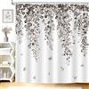 hometrixx Tenda Doccia 180x200cm Eucalipto Farfalla Fiori Foglie Grigia | Impermeabile Poliestere, Antimuffa, Anti Grince, Tenda Vasca da Bagno con 12 Ganci, Lavabile in Lavatrice per Casa Hotel
