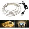 HapopFan Striscia di illuminazione a LED, retroilluminazione USB, 6,56 ft/2 m, per TV HD da 40 - 60 pollici, non impermeabile, SMD 3528, 5 V, luce bianca calda, illuminazione USB per home theater
