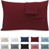 Poligino Federe Cuscini Letto Matrimoniale 50x90cm, Set 2 Federe Oeko-TEX in Premium Microfibra 110GSM con Invisibile Cerniera, Morbida e Traspirante, Ipoallergenica - Bordeaux