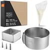 Moritz & Moritz Set stampo torta in acciaio inox - Regolabile a piacere - Coppa pasta quadrato e anello per torte regolabili per cuocere e decorare - Con 10 sac à poche e 3 bocchette