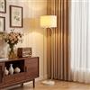 HOMCOM Lampada da Terra Moderna con Paralume in Tessuto, Base Grande e Doppio Tubo Metallico, Lampada a Piantana con Interruttore a Pedale per Camera da Letto e Salotto, Oro