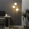HOMCOM Lampada da Terra Moderna con 3 Punti Luce, Lampada a Piantana in Metallo e Vetro, Ø27x169cm, Oro