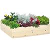 Outsunny Letto per Orto Rialzato in Legno, Fioriera da Giardino per Piante, Ortaggi ed Erbe Aromatiche, 117x117x30cm