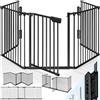 KIDUKU® Barriera di sicurezza 300-600 cm per Bambini e Animali | Cancelletto Griglia di Sicurezza per Camino - Preassemblato | Barriera Protettiva Pieghevole per Porte o Scale (Nero, 180 cm)