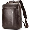 LUUFAN Zaino in vera pelle per uomo, borsa a tracolla casual con tasche multiple, zaino da giorno da 15,6 pollici, borsa per laptop per viaggi, affari, escursionismo, L