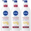 Nivea Q10 Crema Corpo Rassodante + Extra Nutriente 400 ml, corpo idratante con Olio di Argan 3x400 ml
