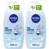 Nivea Baby Gel Doccia dai Capelli ai Piedini 500 ml, Detergente neonato per pelle e capelli puliti 2x500 ml
